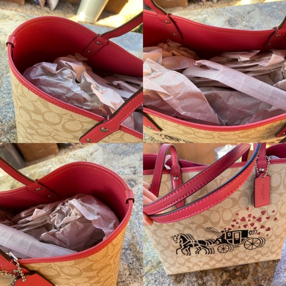 SOLD Coach Reversible Horse Carriage Hearts City Tote 91011 - Picture 8 of 16